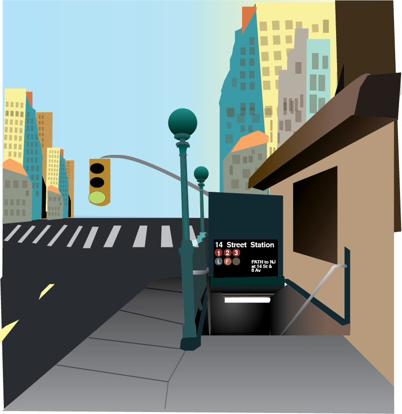 Entering The Subway - Illustration (817x842), Png Download