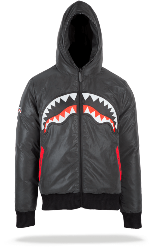 Black 3m Shark Mouth Down Coat Adult - Sweatshirt (803x1024), Png Download