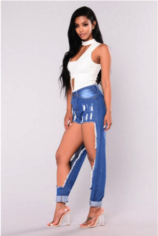 Bad Blood Ripped Boyfriend Skinny Jeans - Women Huge Holes Jeans (480x480), Png Download