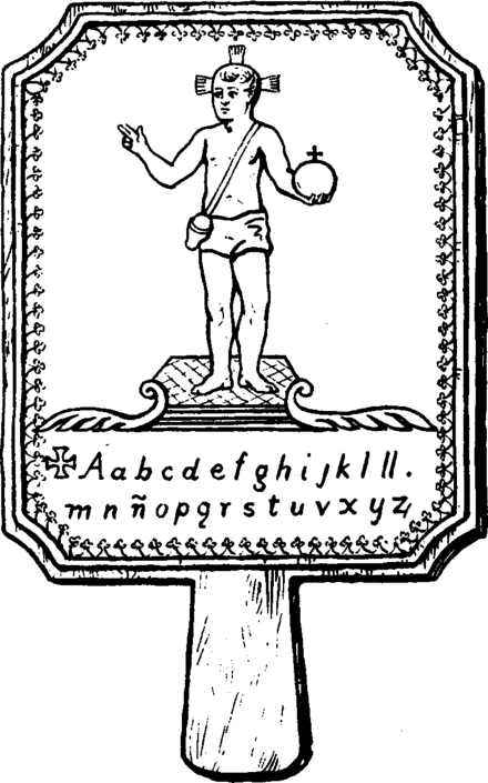 An Early Mexican Hornbook Pictured In Tuer's History - Horn Book Cartoon (440x705), Png Download