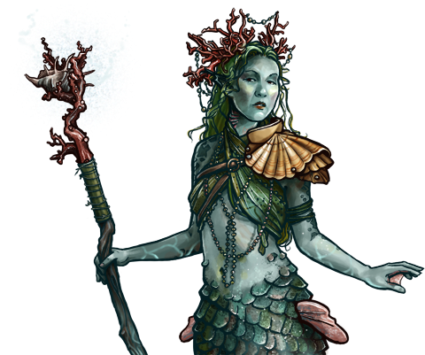 Enchantress - Battle For Wesnoth Mermaid (493x400), Png Download