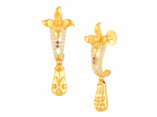 Floral Enchantress Gold Earring - Earrings (540x405), Png Download