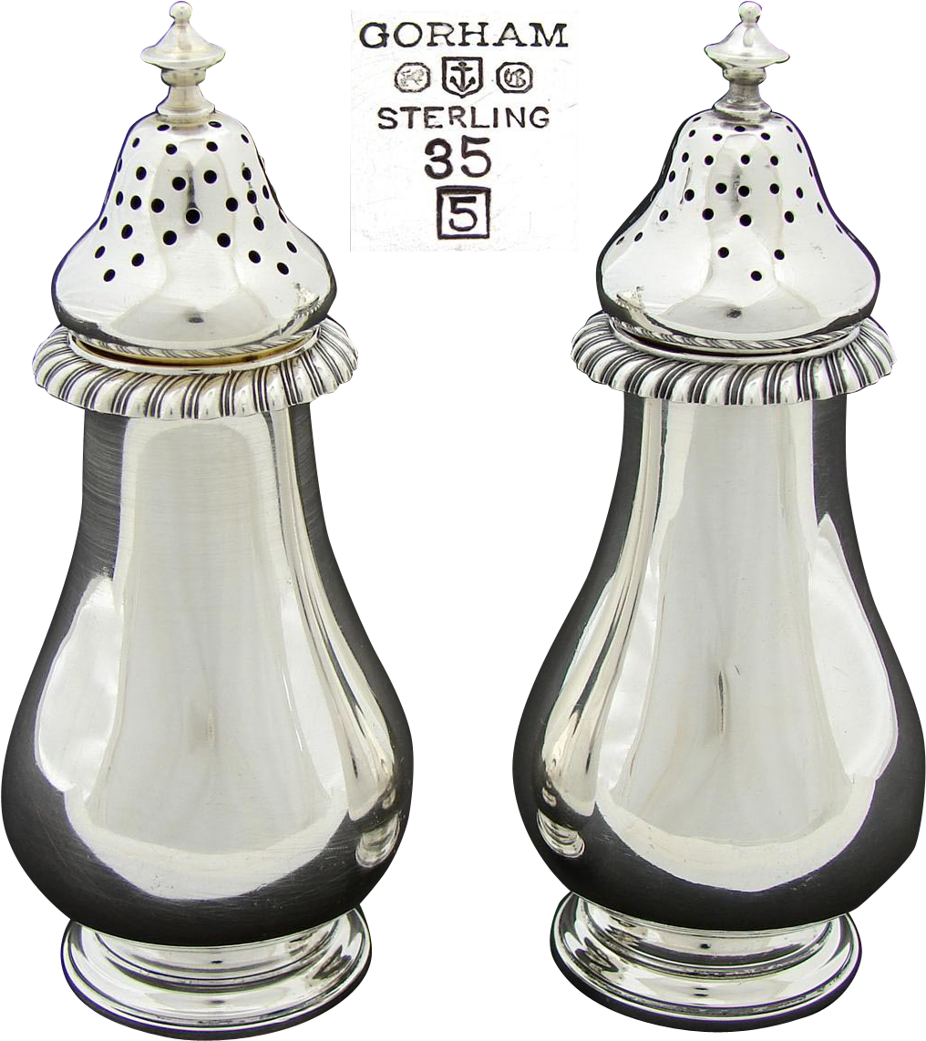Vintage 1945 Hallmarked Gorham Sterling Silver Salt - Salt And Pepper Shakers (1141x1141), Png Download