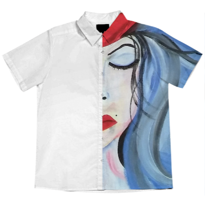 Pretty Ugly Womens Blue Sleeping Short Sleeve Button - Polo Shirt (407x407), Png Download