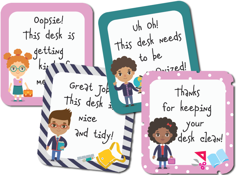 Student Desk Tags - Cartoon (760x560), Png Download
