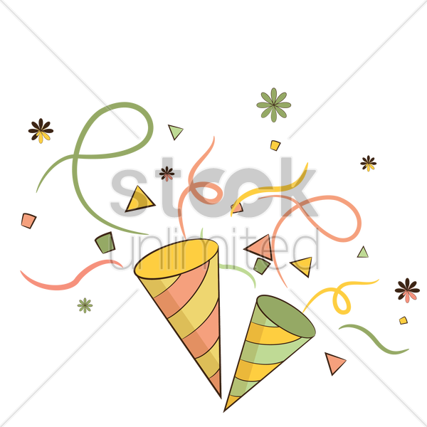 Birthday Confetti And Party Hats Vector Image - Clipart Of Birthday Confetti (600x600), Png Download