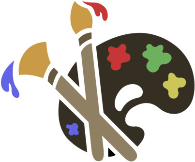 Palette Painting Paintbrush Black And White - Clip Art Brushes Png (410x340), Png Download