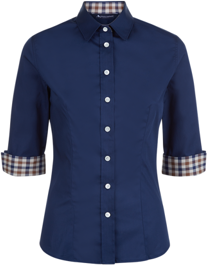 Sadie Club Check Trim Shirt Sadie Club Check Trim Shirt - Shirt (460x611), Png Download