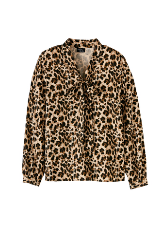 Ladies' Neck Tie Blouse, Leopard Print - Lidl Esmara Damen Schluppenbluse (500x500), Png Download