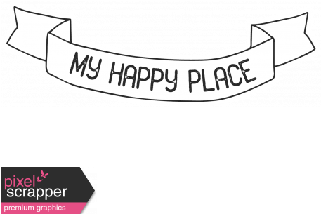 Hashtag My Happy Place Banner Print - Line Art (456x456), Png Download