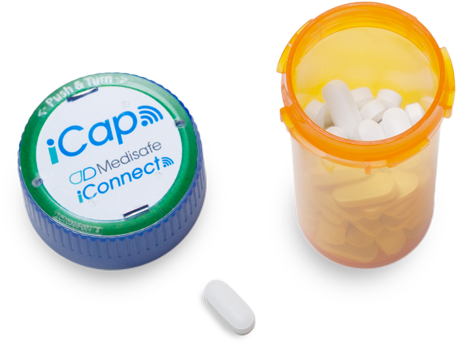 Open Pill Bottle Png - Medisafe Icap (574x362), Png Download