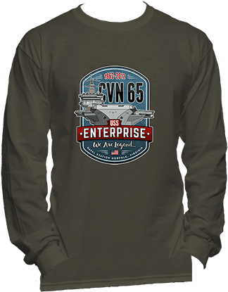 Cvn-65 Uss Enterprise - Navy Blue Long Sleeve Tee (490x480), Png Download