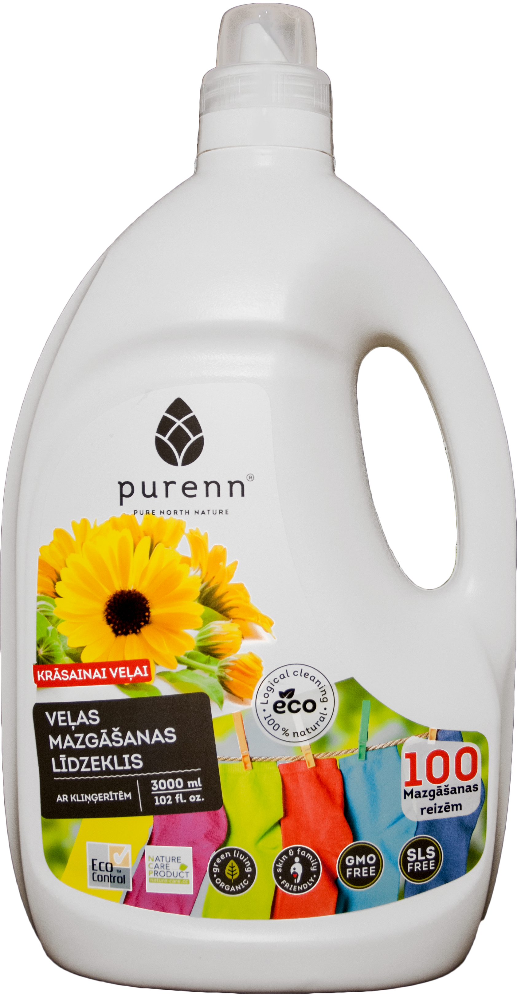 Purenn Liquid Detergent For Colored Laundry With Calendula - Laundry Detergent (2140x3598), Png Download