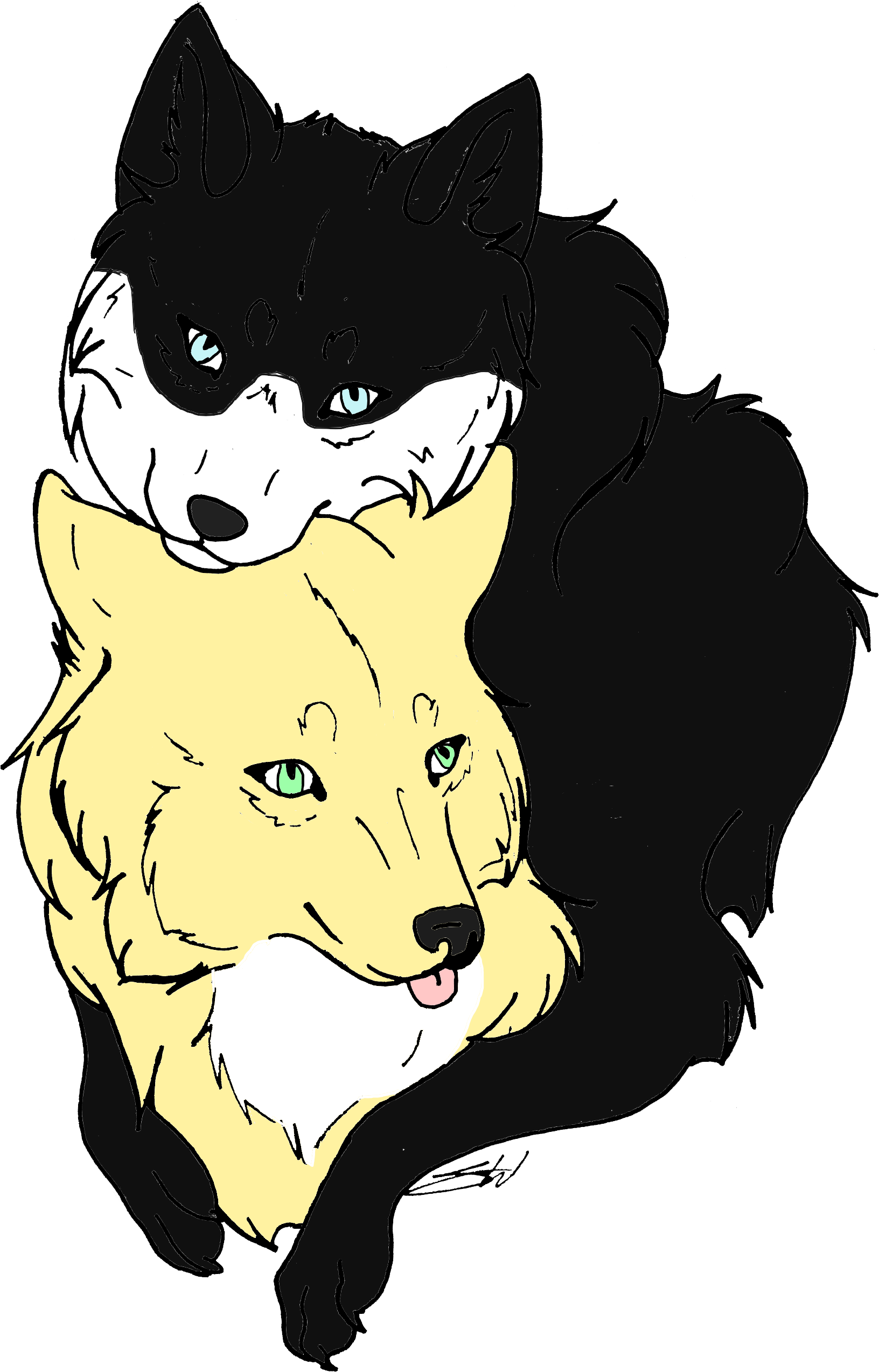 Sibling Wolf Lineart By Xx Auburn Wolf Xx-d567rqi - Portable Network Graphics (1715x2592), Png Download