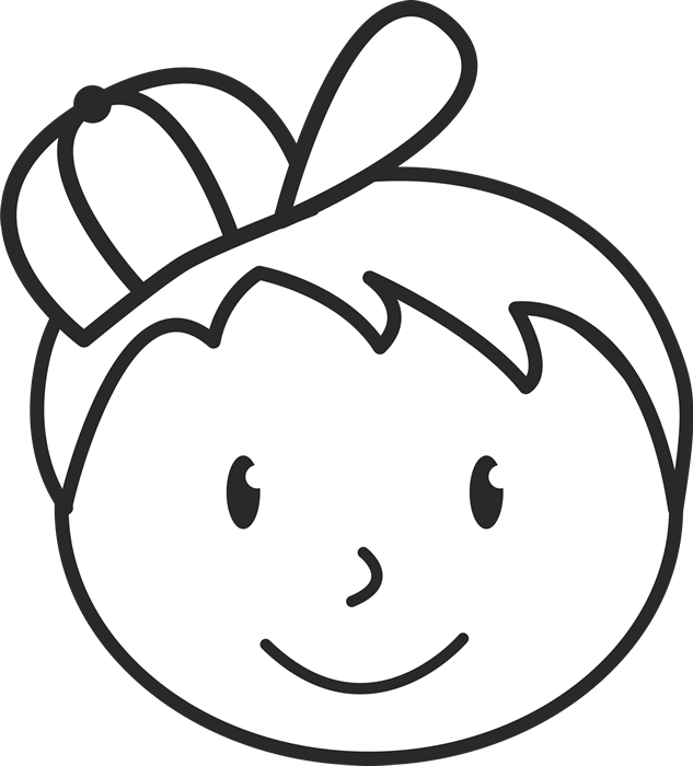 Boy Face With Messy Hair And Hat Stamp - Boy Stick People Faces (633x700), Png Download