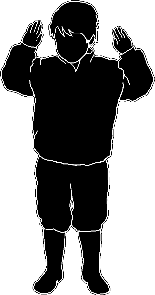 Black Cilhouette Kid White Line - Children Silhouettes Coloring (686x1181), Png Download