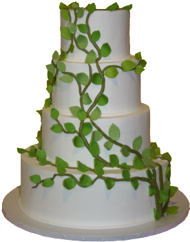 4-tier Round Wedding Cake With Vine - Cake With Vines (350x350), Png Download