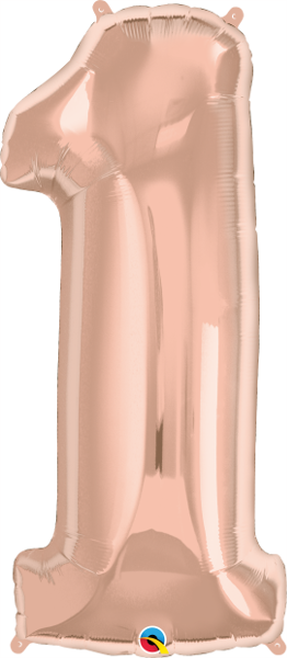 Rose Gold Number 1 Balloon Transparent (262x600), Png Download