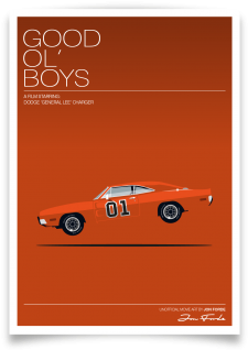 Dodge Charger 'general Lee' From The Dukes Of Hazzard - Charger General Lee Poster (350x350), Png Download