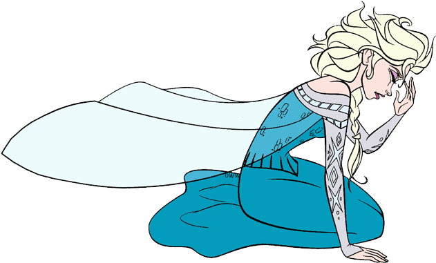 Elsa On Her Knees, - Devastated Clipart (650x389), Png Download