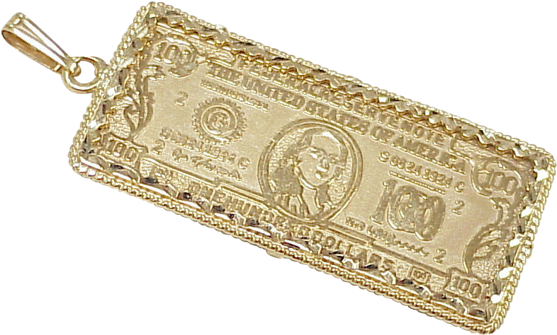Vintage 14k Gold Large Charm / Pendant ~ $100 Dollar - Pendant (785x785), Png Download