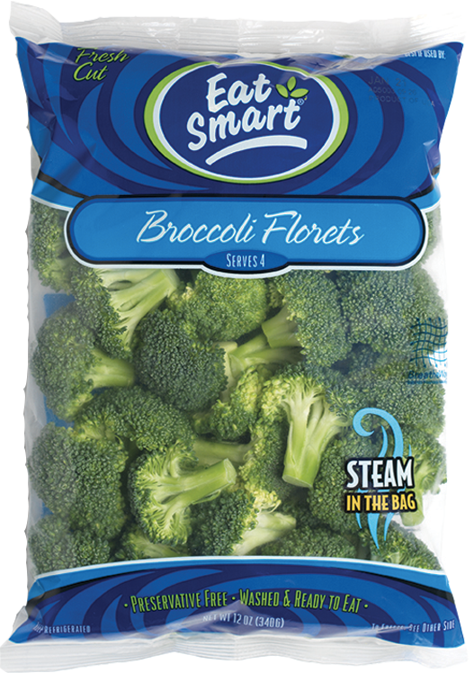 Broccoli Florets Bag - Eat Smart Broccoli & Cauliflower - 12 Oz Bag (527x748), Png Download