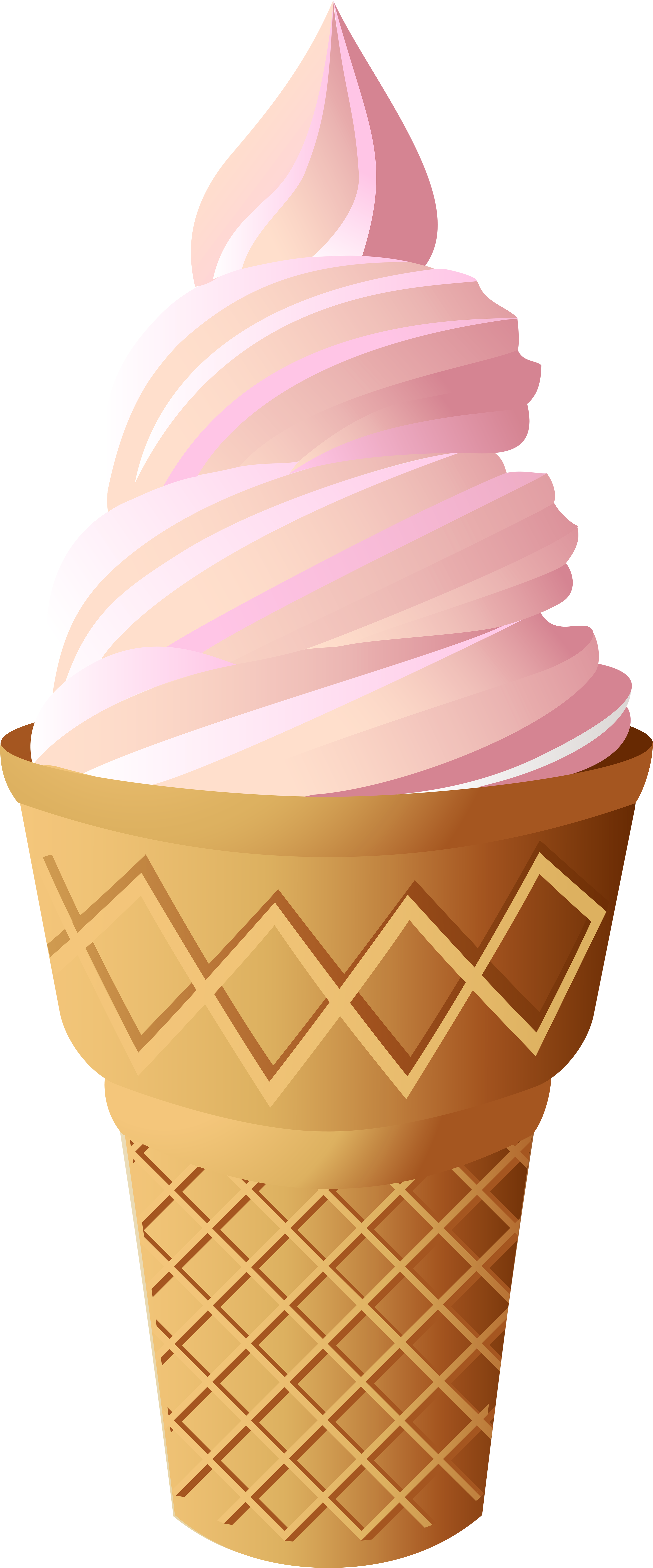 Pink Ice Cream Cone Png Clip Art - Pink Ice Cream Png (3329x8000), Png Download