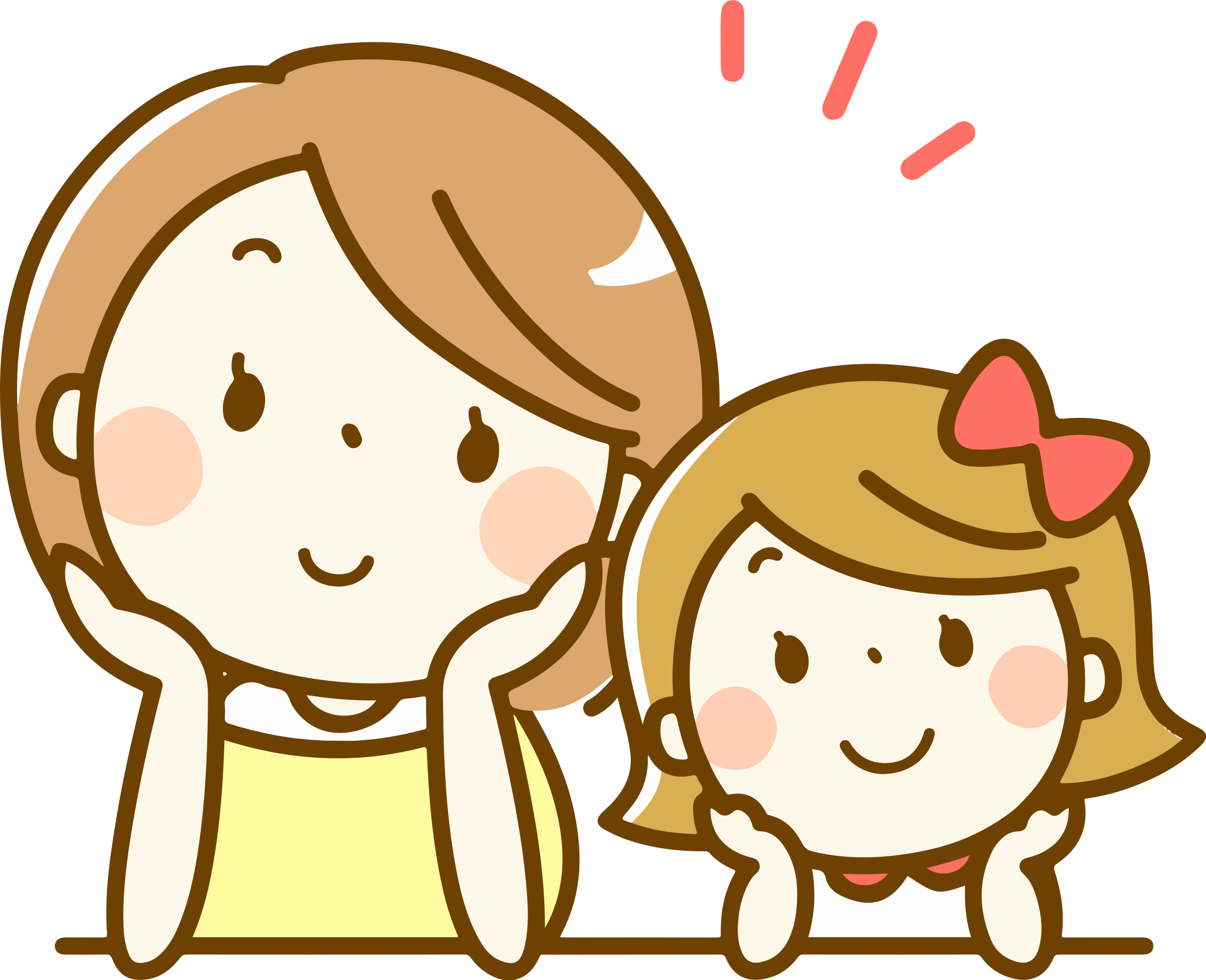 Big Image - Mother And Daughter Cartoon (2398x1949), Png Download