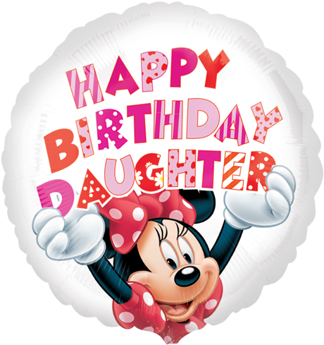 18" Minnie Mouse Happy Birthday Daughter Foil Balloon - Disney Happy Birthday Daughter (500x500), Png Download