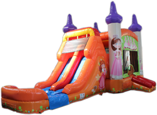 28' Princess Bounce House Wet Or Dry Water Slide Combo - Gorilla Bounce 28' Princess Bounce House Wet (530x397), Png Download