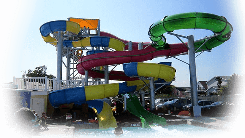 Colorful Spiral Waterslide At Ocean City Waterpark - Thunder Lagoon Water Park Ocean City Md (825x466), Png Download