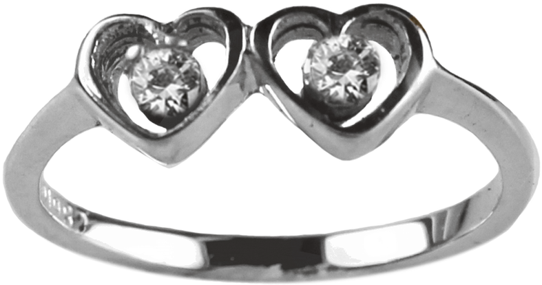 1 Mm Double Heart - Engagement Ring (1252x1280), Png Download