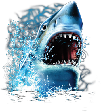 Shark Bite Cabochon Glass Black Chain Fashion Pendant (400x400), Png Download