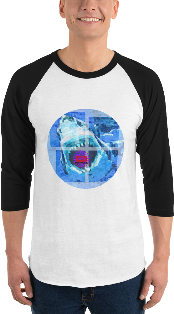Shark Bite Miller The Official 3/4 Sleeve Raglan Shirt - Raglan Sleeve (1000x1000), Png Download