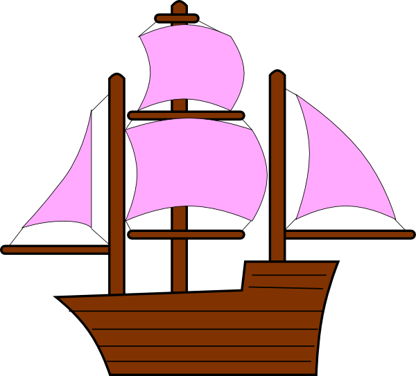 Nautical Sailing Clipart, Sail Boat, An - Pink Pirate Ship Clipart (600x543), Png Download
