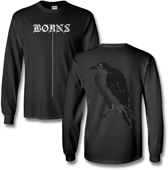 Crow Long Sleeve T-shirt - Black Long Sleeve Tour Shirt (600x600), Png Download