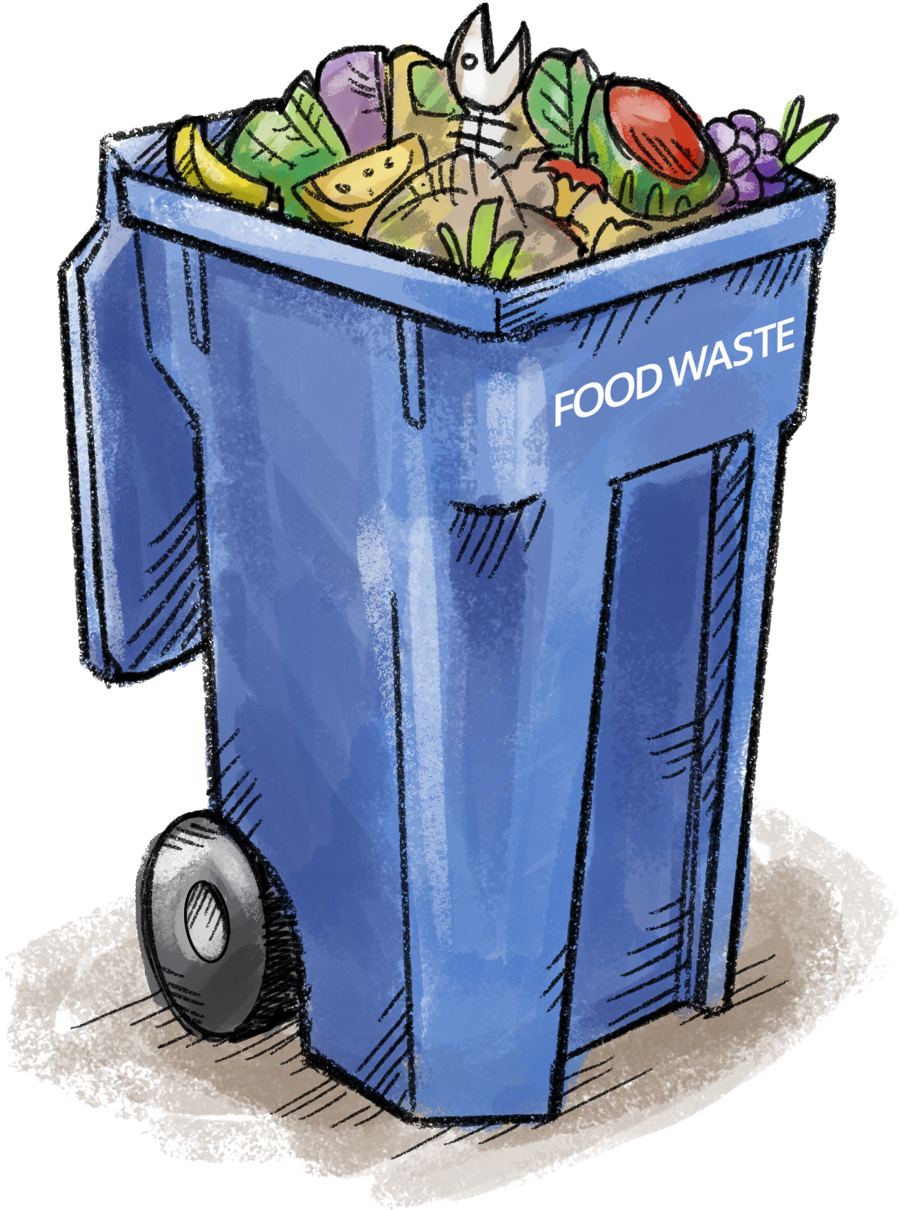 Food Waste Bin - Food Waste Bin Clipart (1305x1755), Png Download