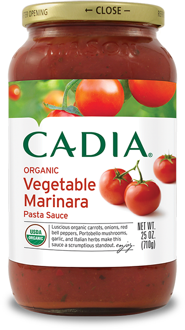 Our Vine-ripened Organic Tomatoes Are Blended With - Cadia Pasta Sauce (700x700), Png Download