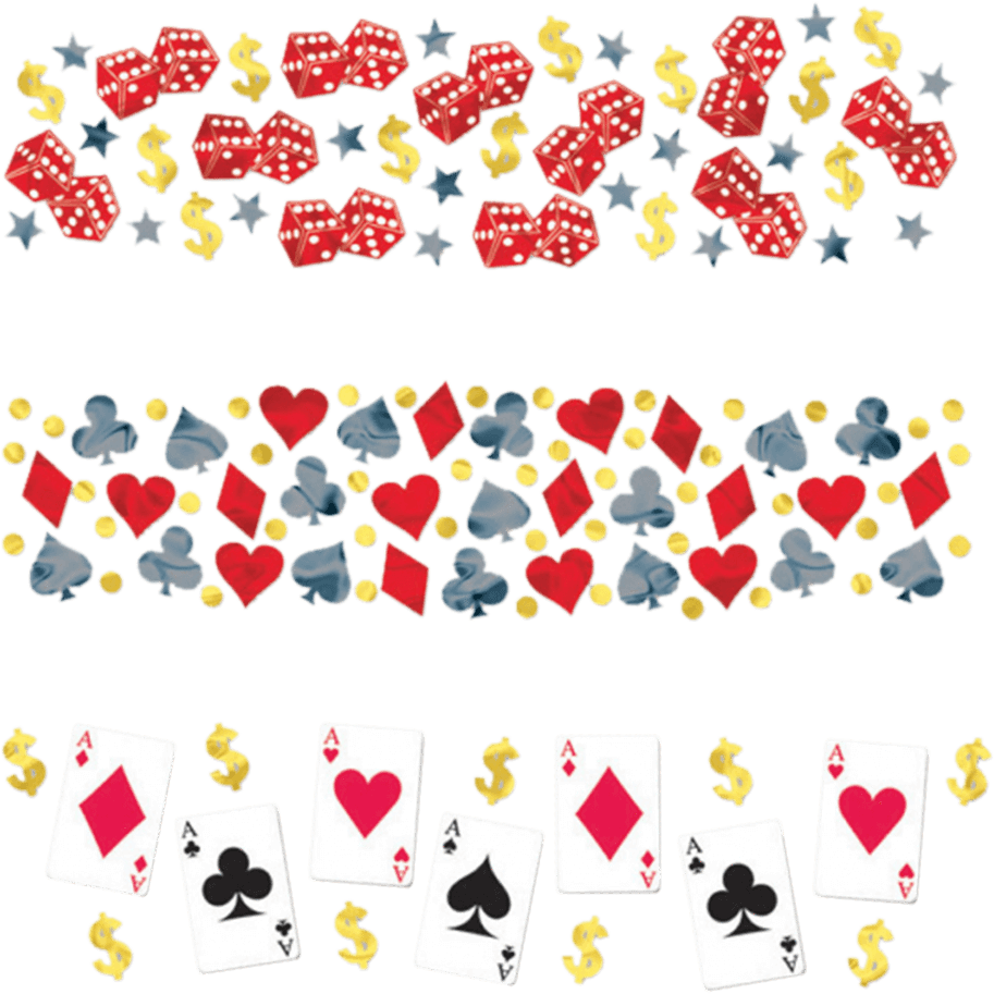 Konfetti - Casino - 34 G - Konfetti Til Casino Festen - Casino Playing Cards Dollar Gold Star Party Confetti (1000x1000), Png Download