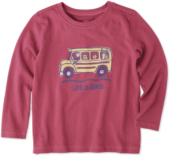 Toddlers School Bus Friends Long Sleeve Crusher Tee - Sweatshirt (570x570), Png Download