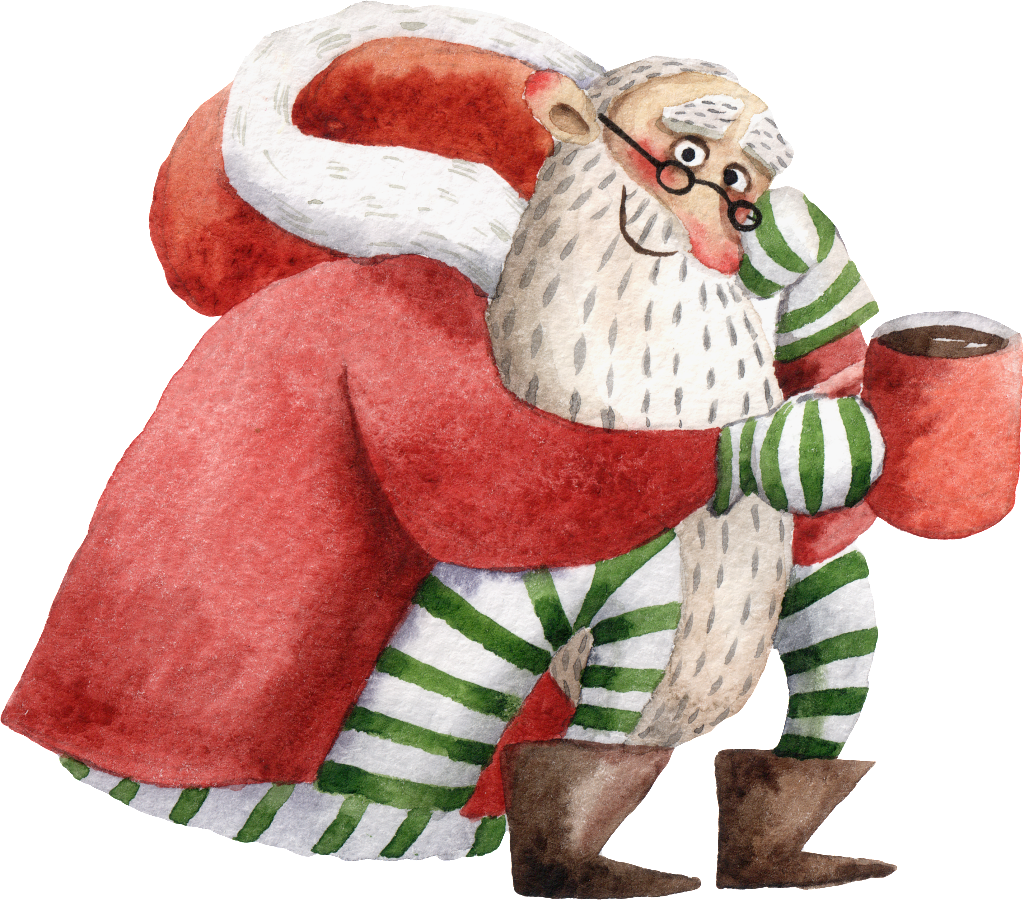 Hand Painted Santa Claus Png Transparent - Santa Claus (1024x900), Png Download