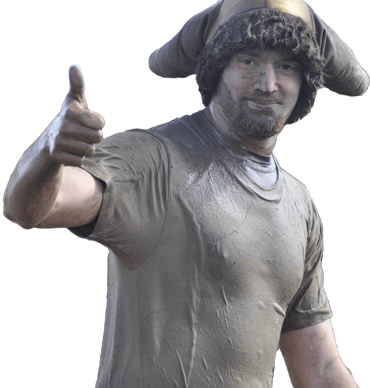 Donald Giving Thumbs Up During Tough Mudder Race - Thumb Signal (1295x1359), Png Download