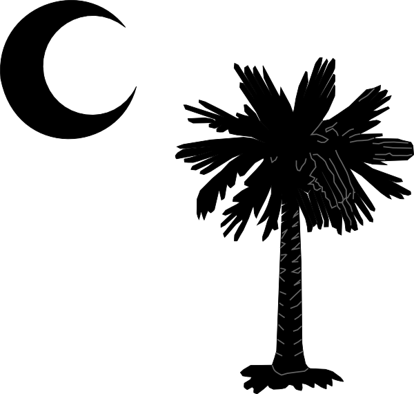 Palmetto Moon Black Clip Art - South Carolina Palmetto Tree (600x570), Png Download