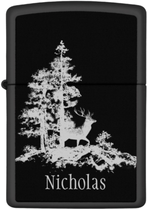 Outdoorsman Silhouette Stag Deer Nature Art Zippo Lighter - Teste Padrão Do Exército Da Camuflagem Das Árvores (500x500), Png Download