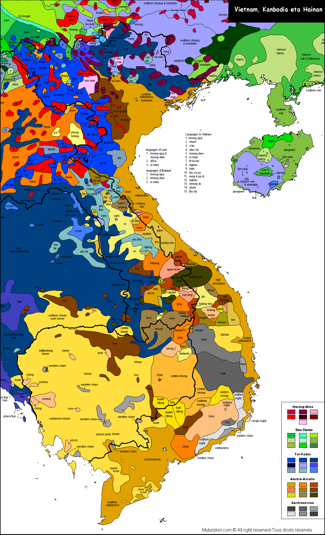 Cambodge - South East Asia Ethnic Map (1138x1873), Png Download