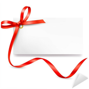 Card With Red Gift Bow With Ribbons - Ribbon (400x400), Png Download