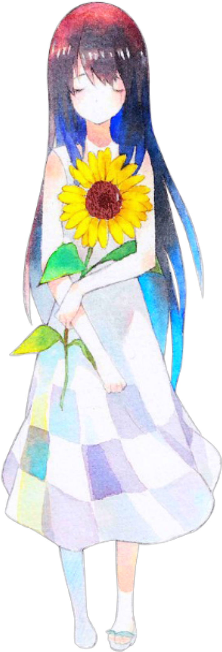Ftestickers Clipart Anime Girl Sunflower Png Clipart - Sunflower Anime Girl (1714x2289), Png Download