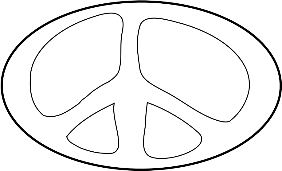 Peace Sign 22 Black White Line Art Christmas Xmas Peace - Circle (999x706), Png Download