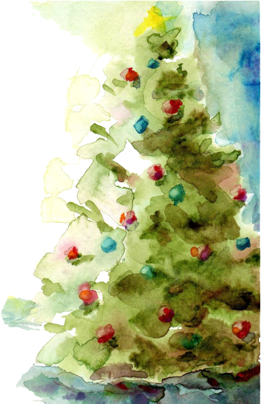 Clip Freeuse Download Watercolor Of A Xmas Tree - Watercolor Christmas Tree (432x570), Png Download
