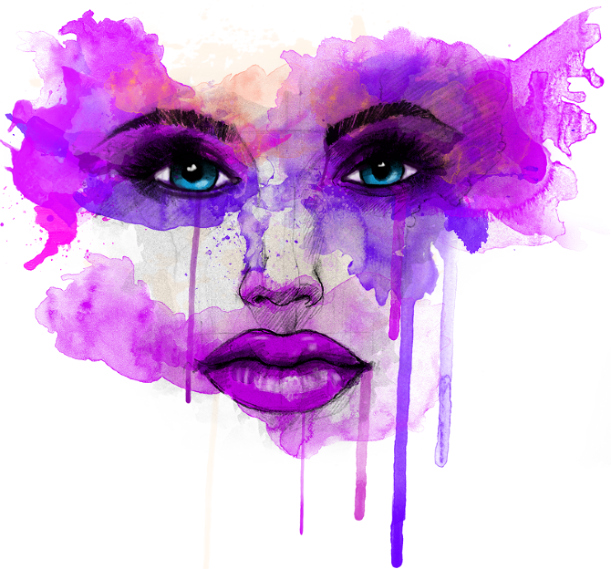 Mustafa Soydan Fashion Illustrations - Fashion Face Illustration Watercolor Png (670x624), Png Download